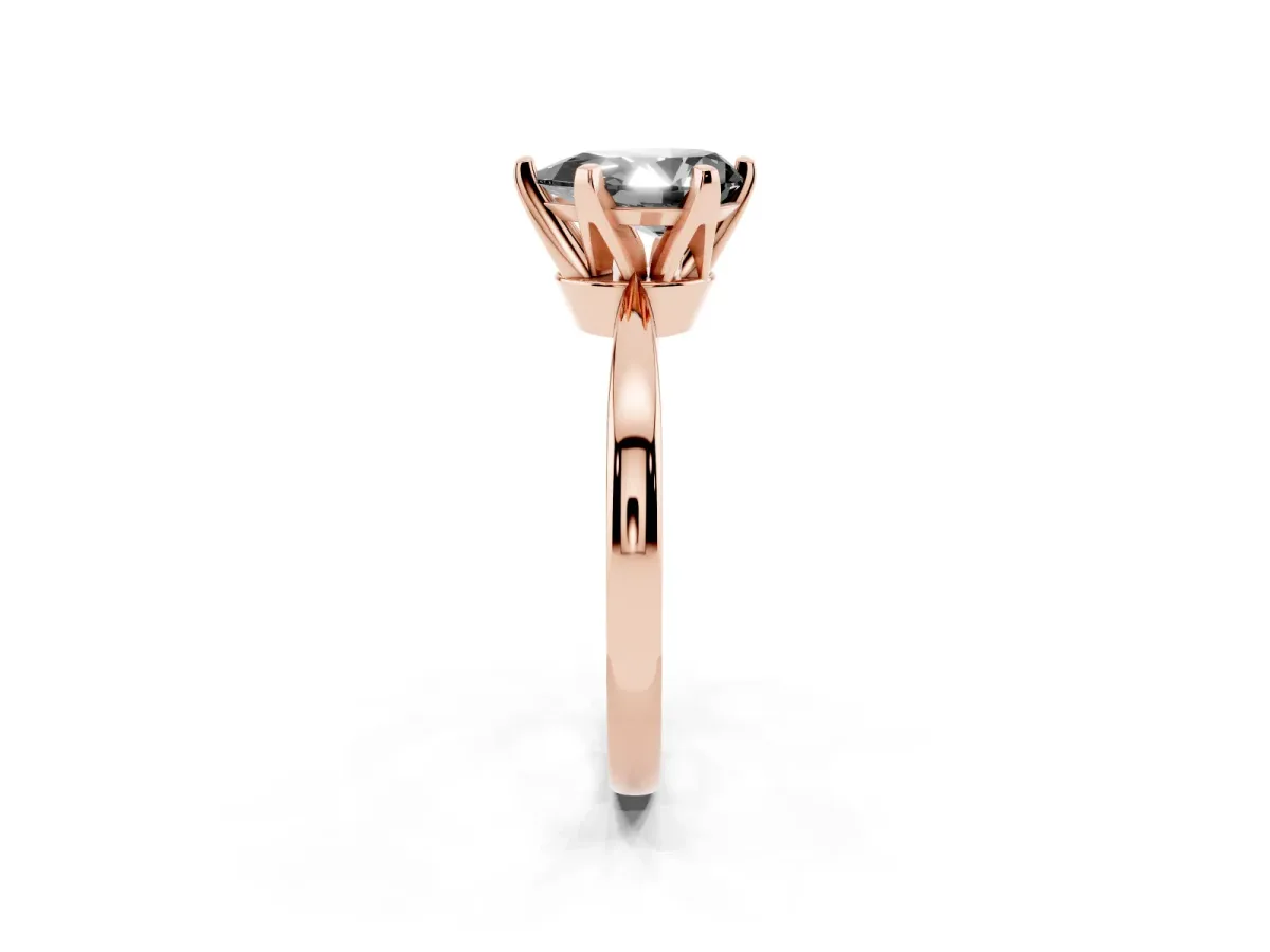 Fancy Black Pear Cut Solitaire Engagement Ring with Six-Prong Setting and Tapered Band Rose gold