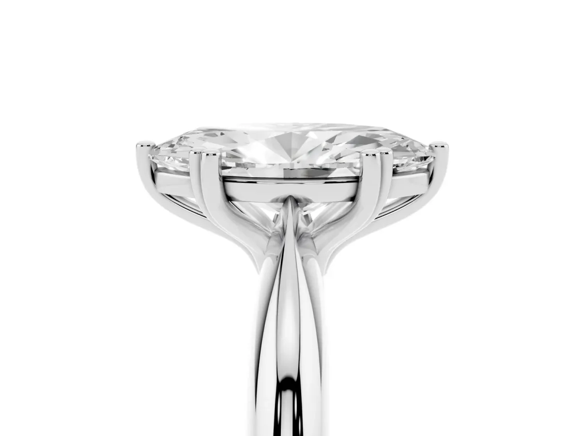 Marquise Cut Cut Solitaire Engagement Ring with Tapered Band and Four-Prong Setting White gold