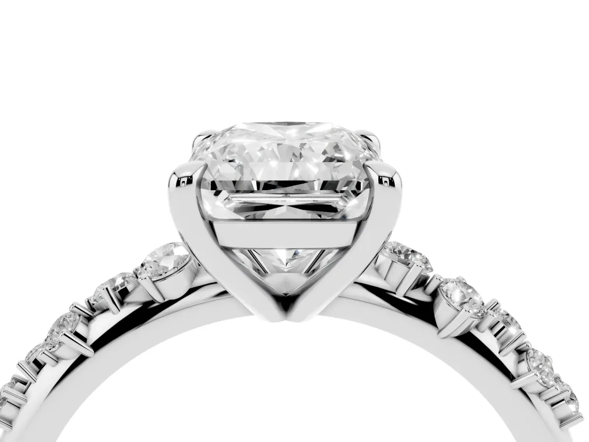 Radiant Cut Cut Diamond Vine Band with Four-Prong Setting Platinum