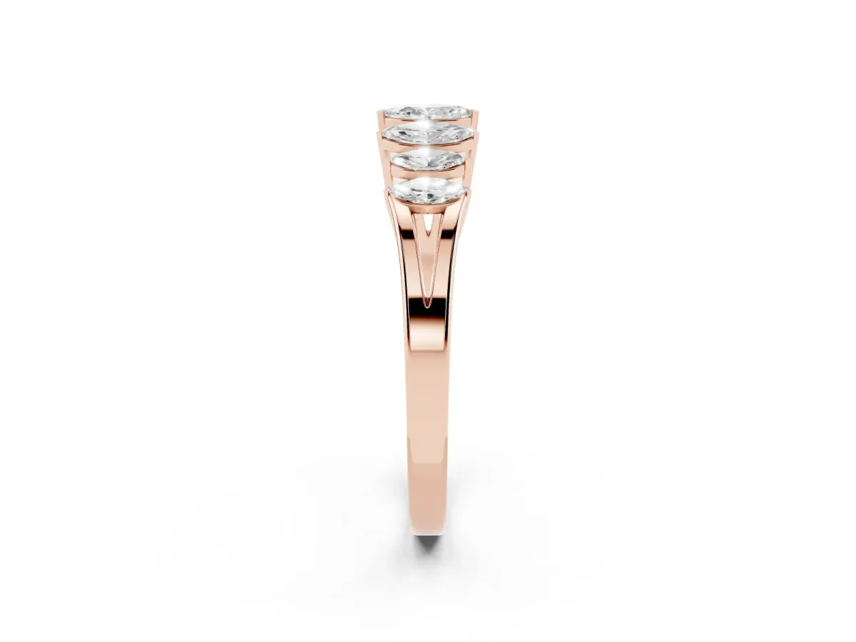 Marquise Diamond Prong-Set Half-Eternity Band Rose gold