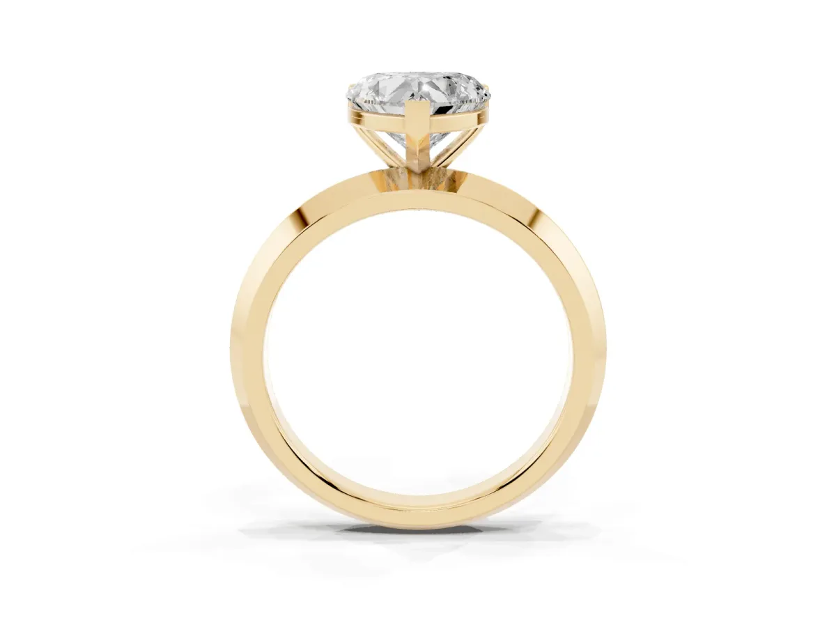 Heart Cut Cut Solitaire Engagement Ring with Flat Band and Four-Prong Setting Yellow gold