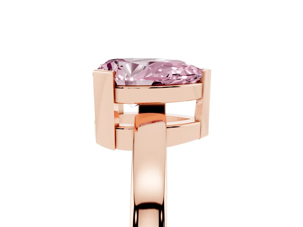Fancy Pink Pear Cut Cut Solitaire Ring with Four-Prong Setting and Classic Band Rose gold