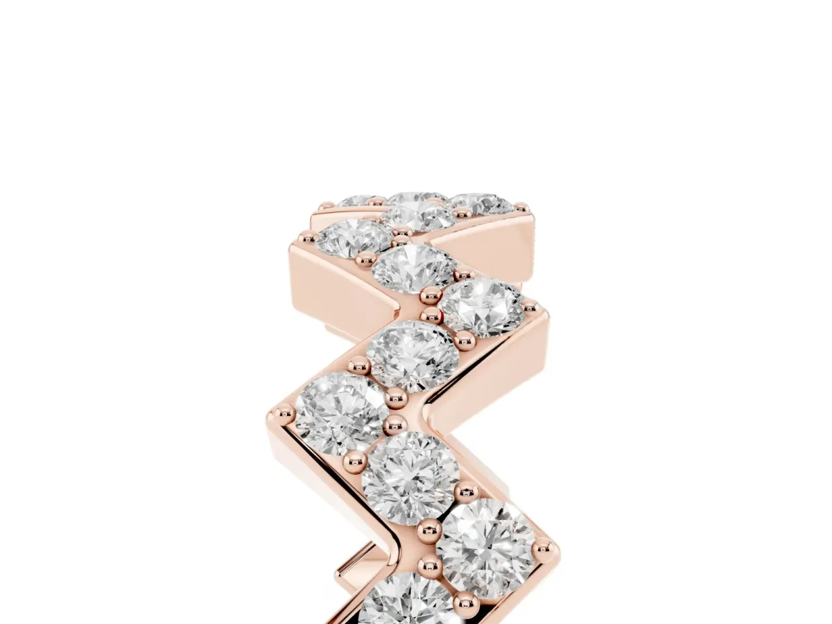 Zigzag Diamond Pave Round Eternity Band with Prong Setting Rose gold