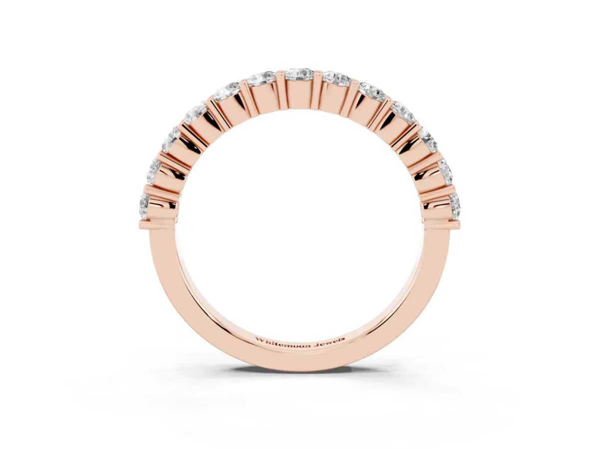 Alternating Round Diamond Promise Ring with Round Diamond Accents Rose gold