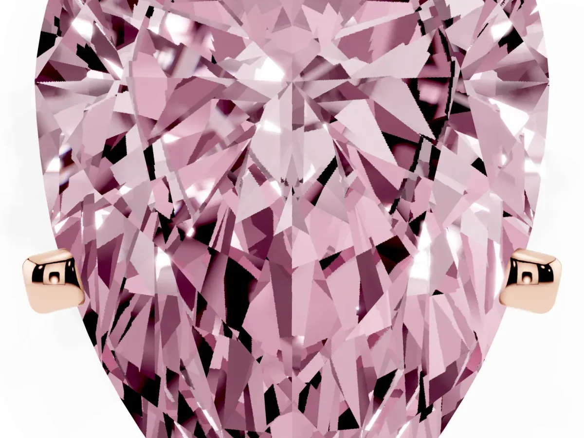 Fancy Pink Pear Cut Diamond Solitaire Ring with Prong Setting and Classic Band Rose gold