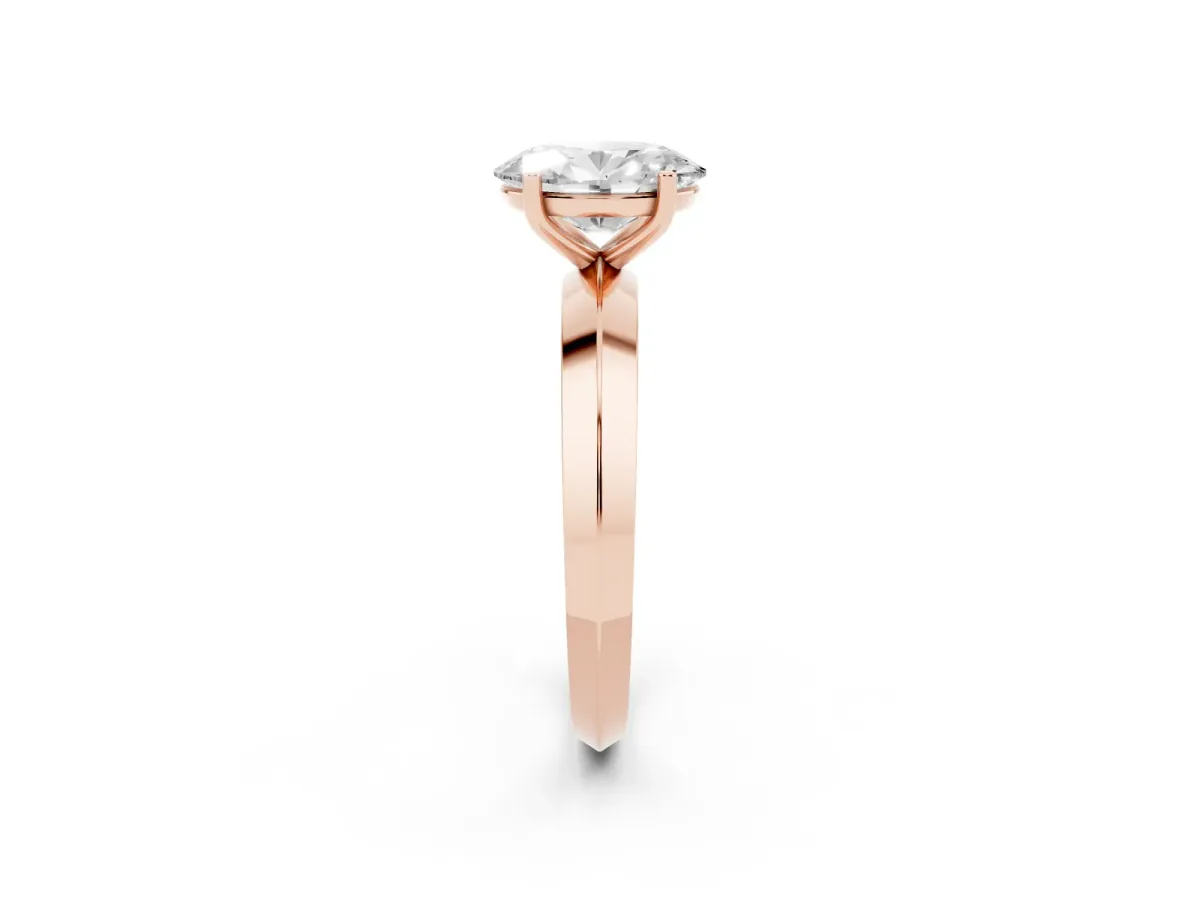 Oval Cut Cut Solitaire Engagement Ring with Flat Band and Four-Prong Setting Rose gold