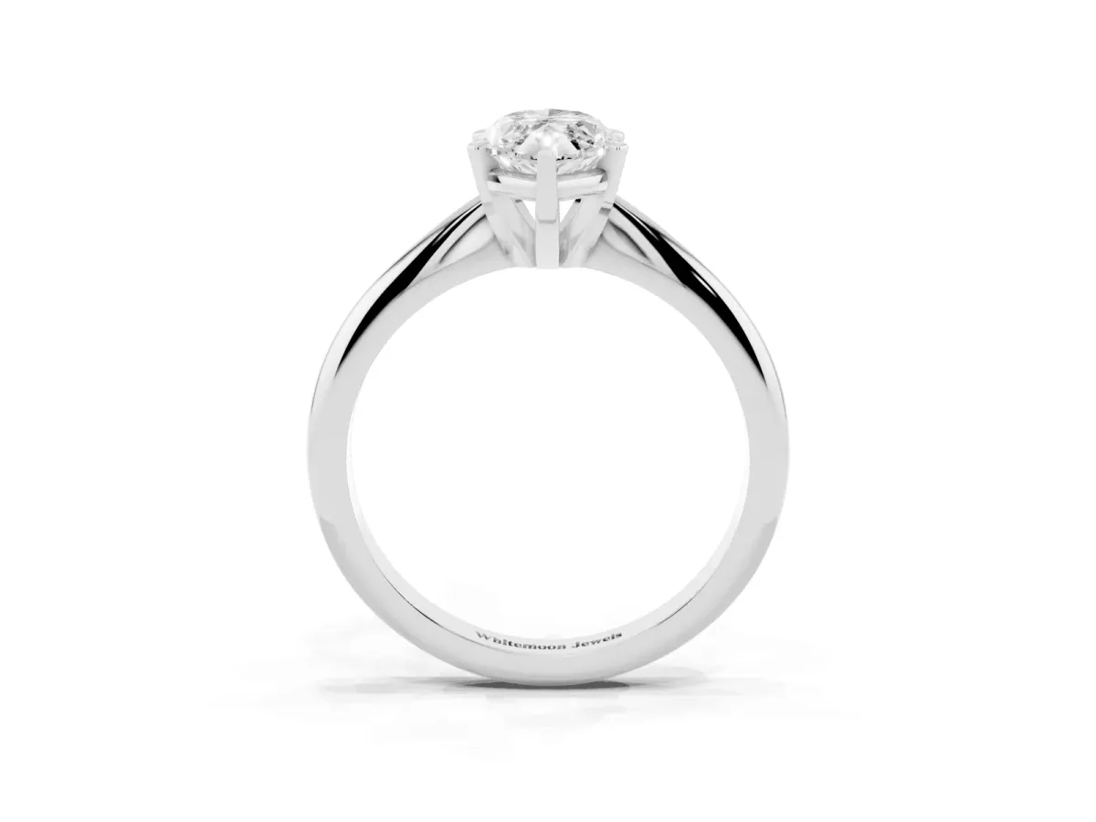 Marquise Cut Cut Solitaire Ring with Four-Prong Setting on a Classic Band Silver