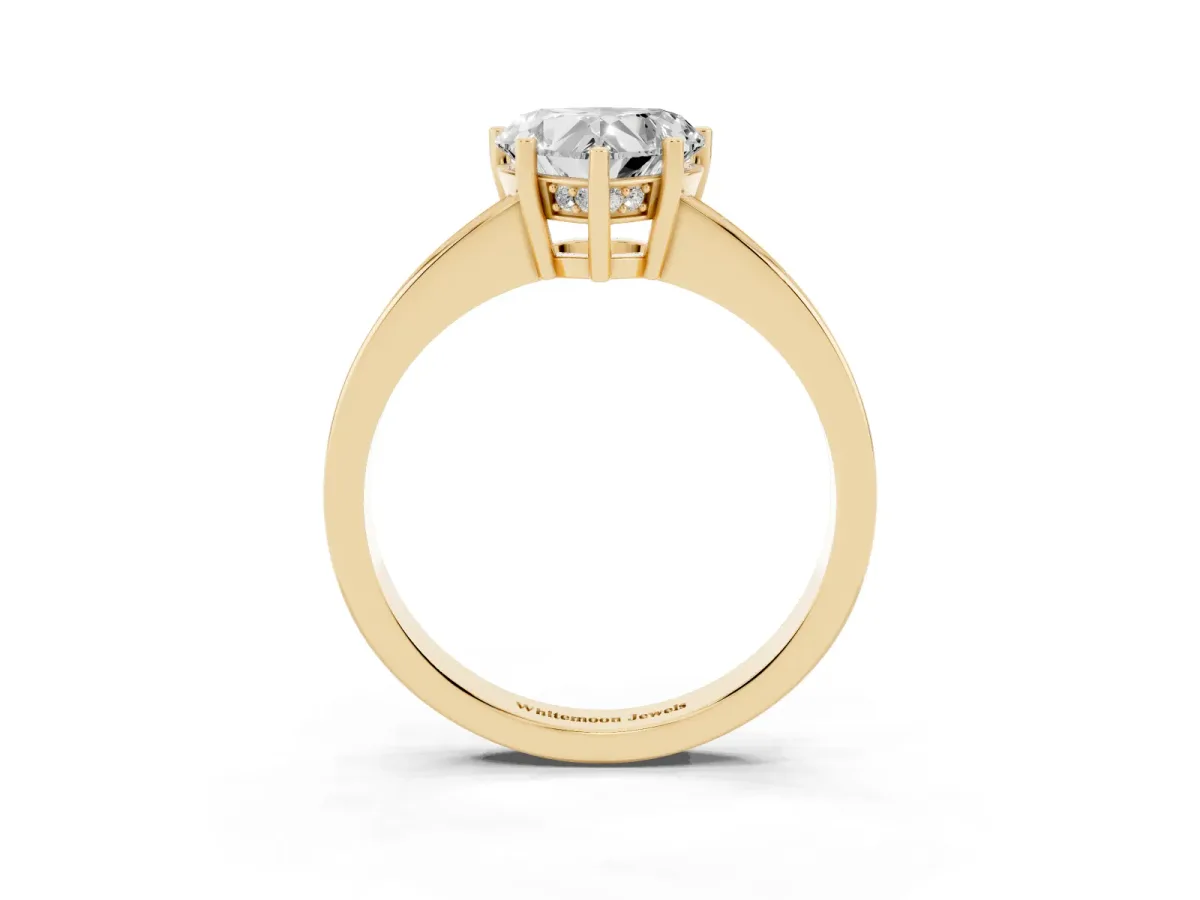 Heart Cut Solitaire Pavé Band Prong Setting Ring Yellow gold