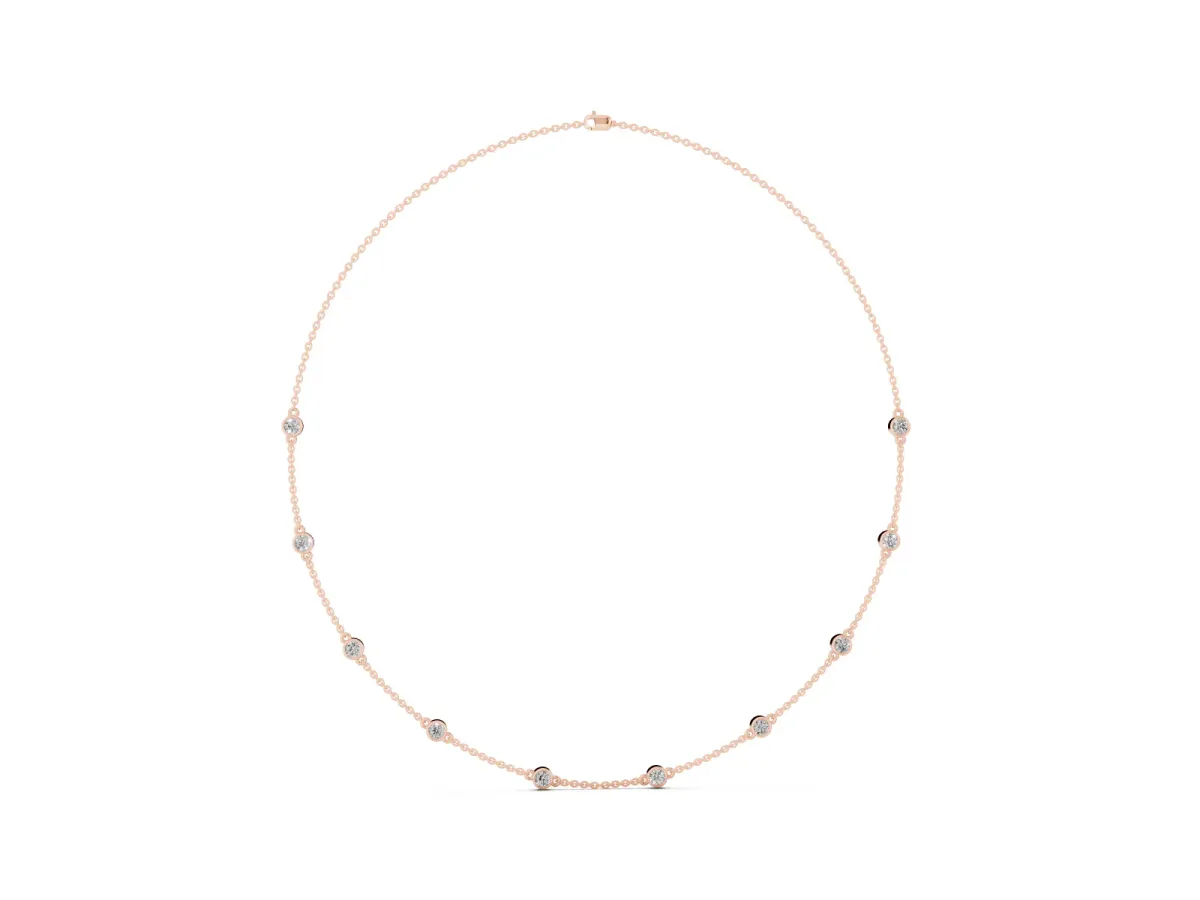 Bezel-Set Round Diamond Station Necklace Rose gold