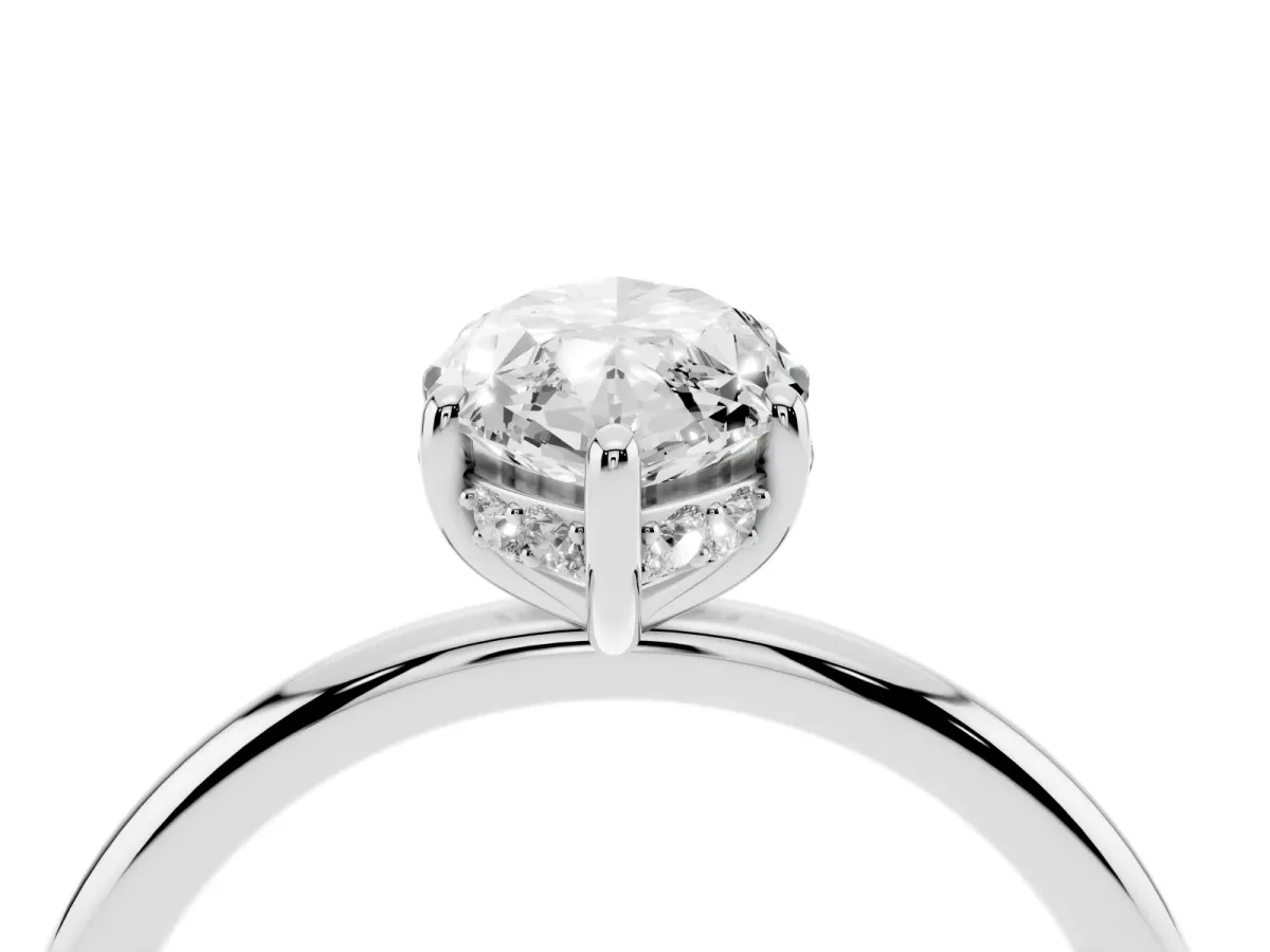 Marquise Cut Solitaire Diamond Ring with a Classic Band and Four-Prong Setting Silver