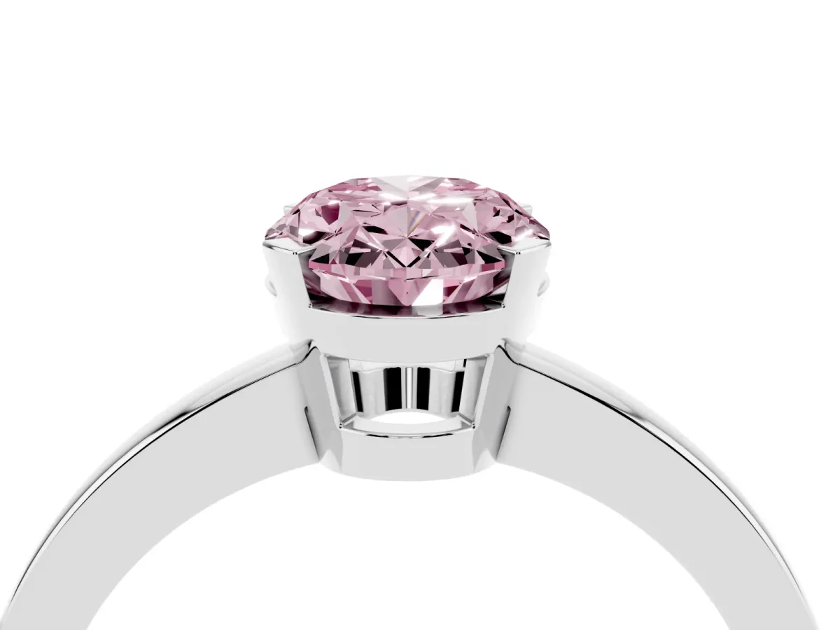 Fancy Pink Oval Cut Cut Solitaire Ring with Four-Prong Setting and Classic Band Silver