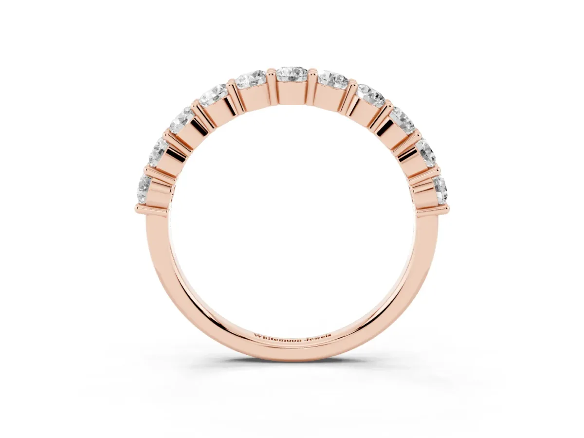 Round Diamond Half Eternity Band with Prong Setting Rose gold
