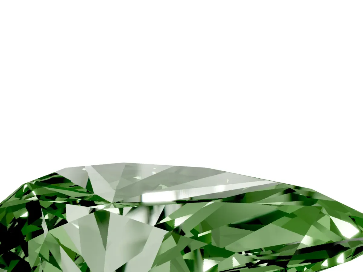 Fancy Green Pear Cut Diamond Ring with Marquise Side Stones and Prong Setting Platinum