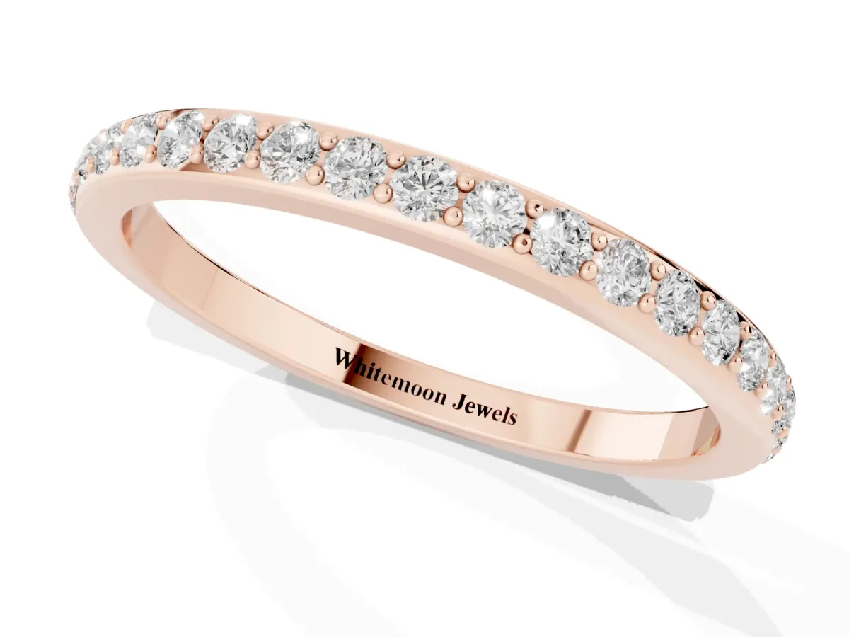 Pavé Round Diamond Eternity Band with Shared Prong Setting Rose gold