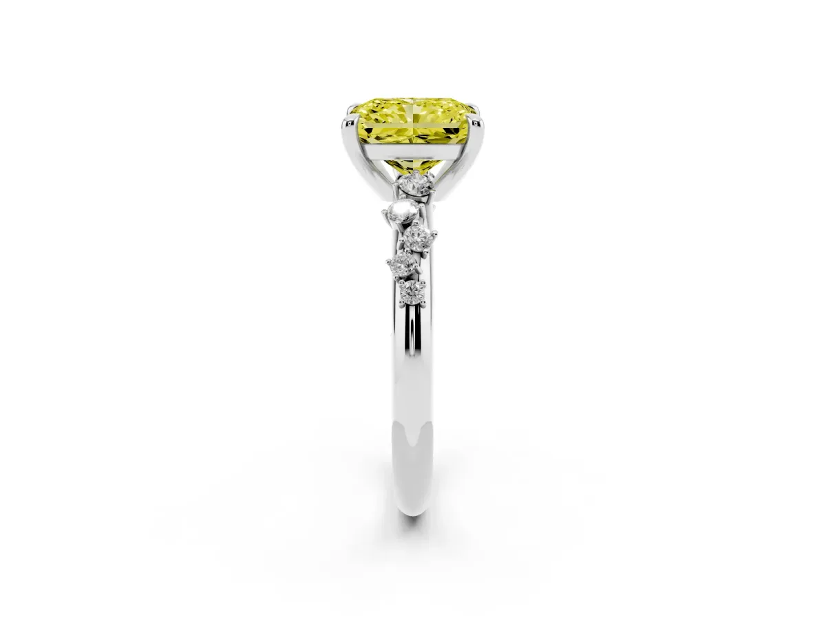 Fancy Yellow Radiant Cut Cut Diamond Vine Band with Four-Prong Setting Silver