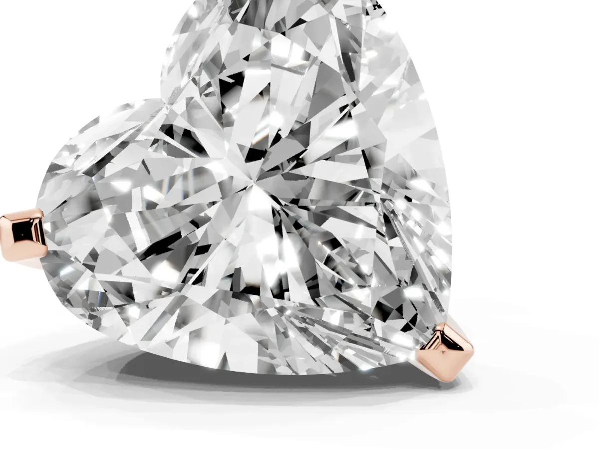 Heart Cut Diamond Solitaire Ring with Prong Setting and Classic Band Rose gold