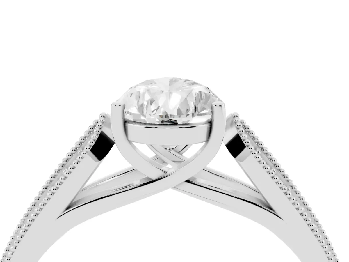 Pear Cut Cut Pave Split Shank Engagement Ring with Four-Prong Setting Platinum