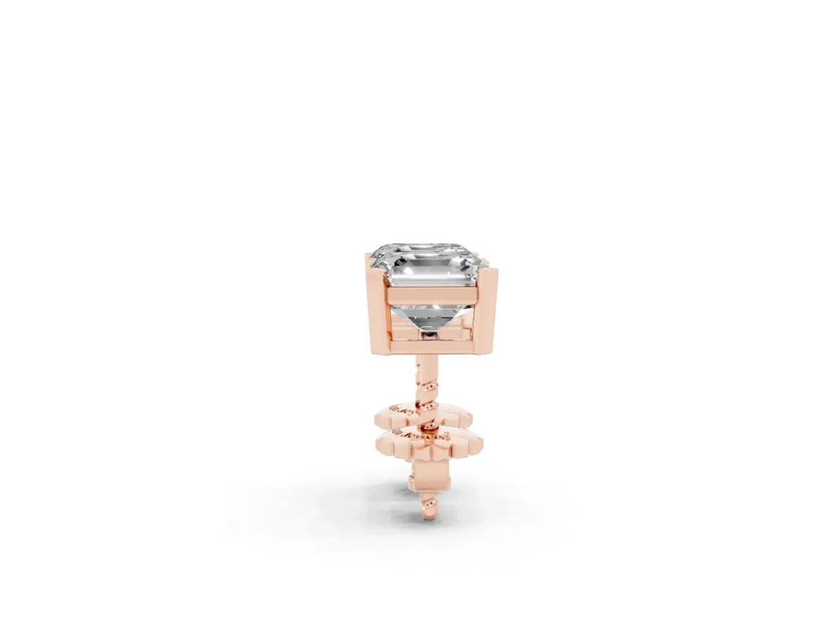 Asscher Cut Diamond Stud Earrings Rose gold