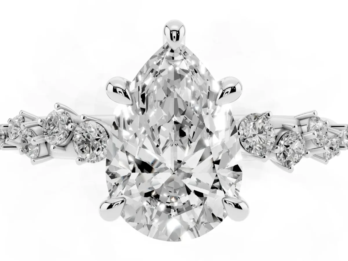 Pear Cut Cut Diamond Vine Band with Four-Prong Setting Silver