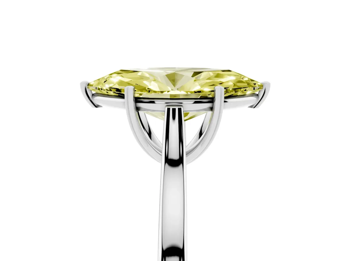 Fancy Yellow Marquise Cut Solitaire Heart Prong Engagement Ring with Tapered Band White gold