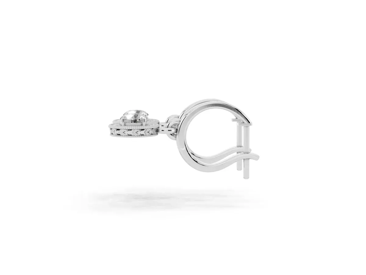 Round Cut Milgrain Bezel Set Leverback Earrings Silver