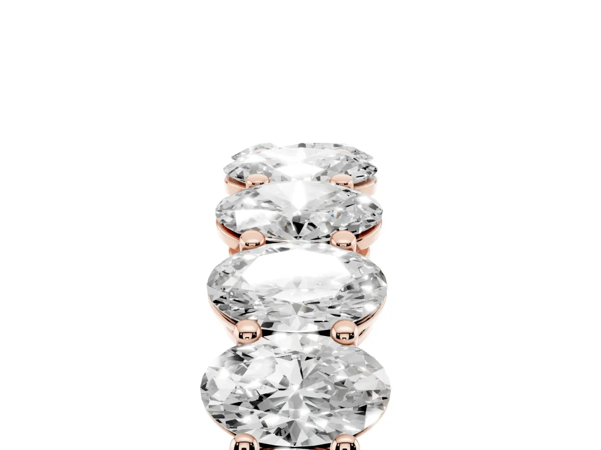 Oval Diamond Prong-Set Eternity Band Rose gold