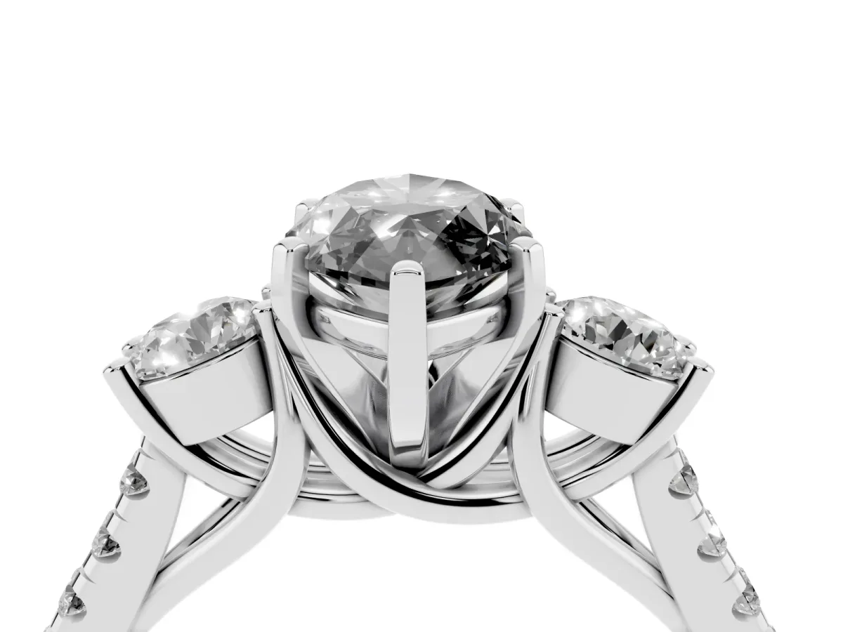 Fancy Black Three-Stone Marquise Cut Diamond Pavé Band with Four-Prong Setting Silver