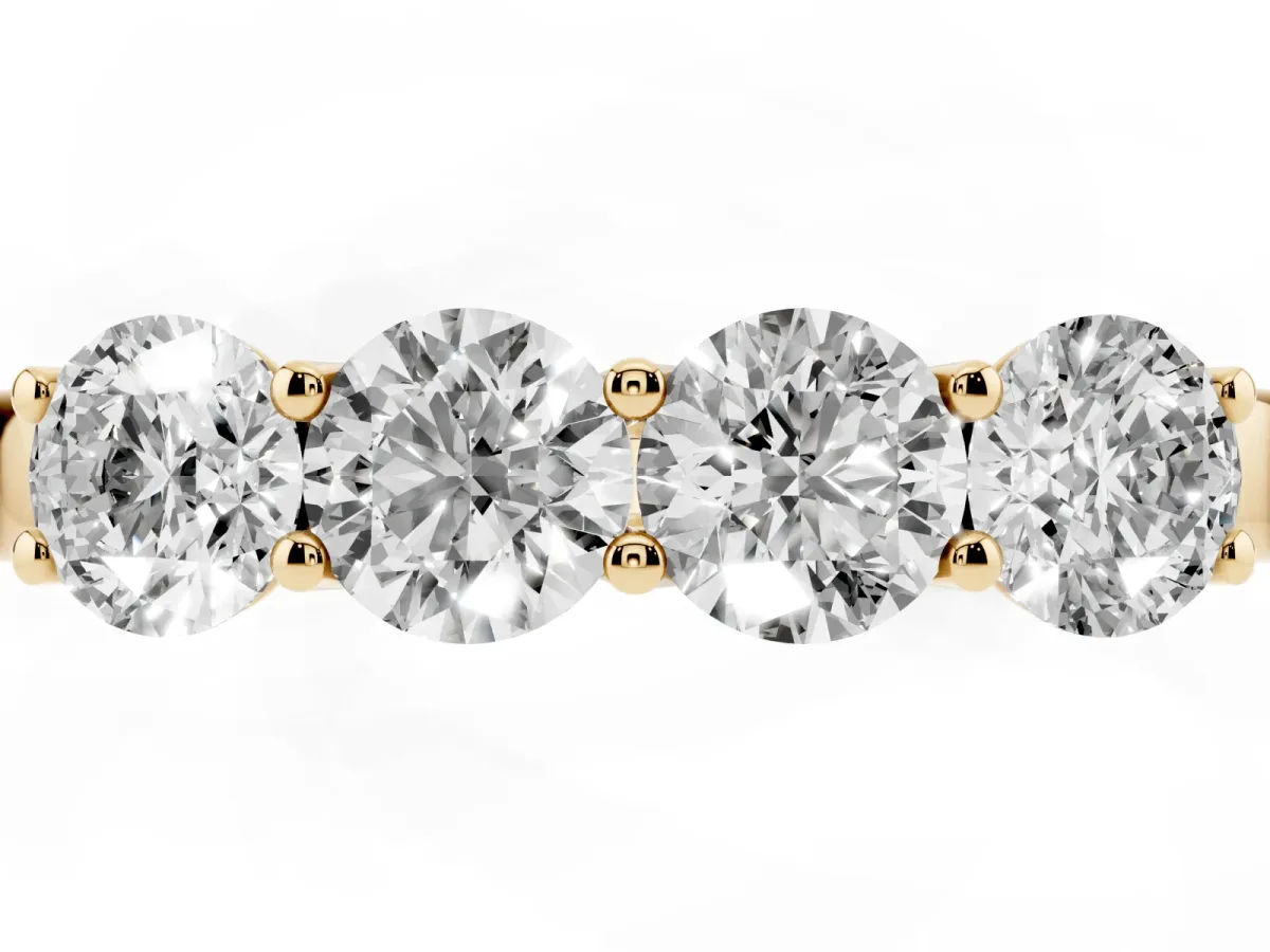 Four-Stone Round Diamond Prong-Set Band Yellow gold