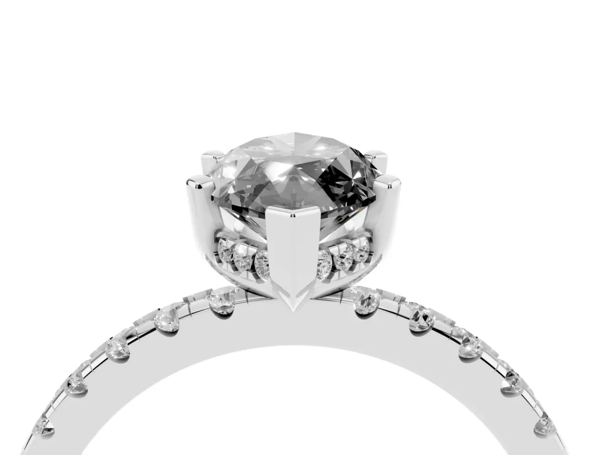 Fancy Black Marquise Cut Diamond Solitaire Ring with Round Pavé Band and Four-Prong Setting Silver