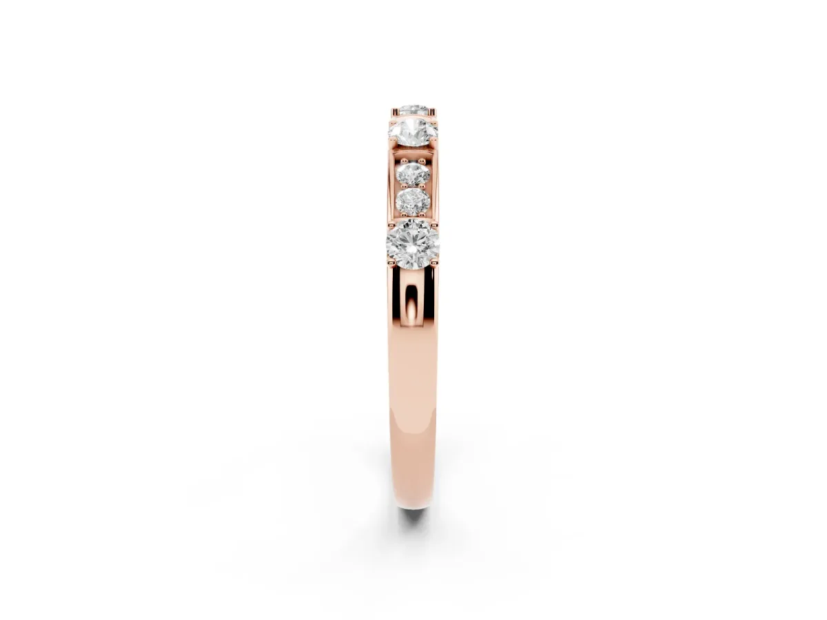 Round Diamond Channel Set Eternity Band with Prong Setting Rose gold