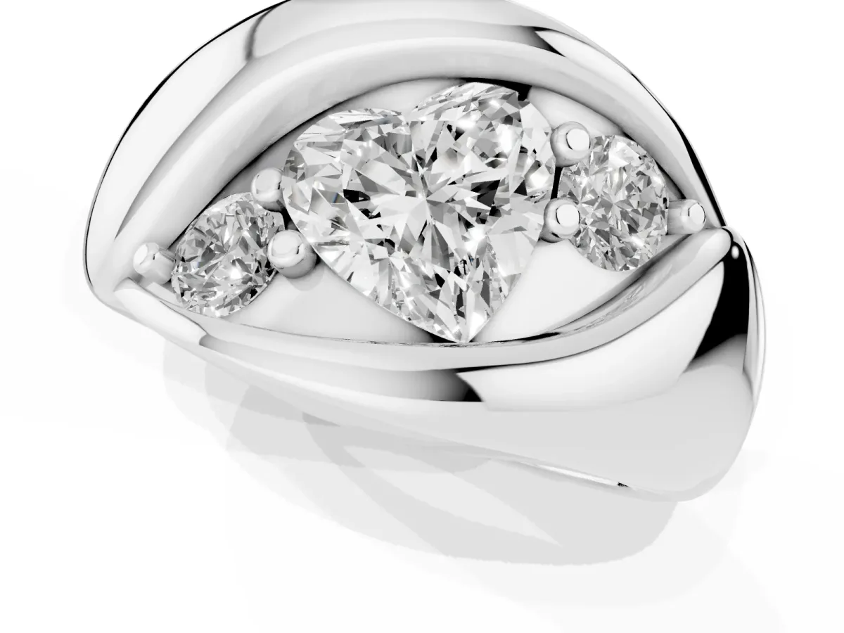 Channel Set Heart Cut Diamond Crossover Band White gold