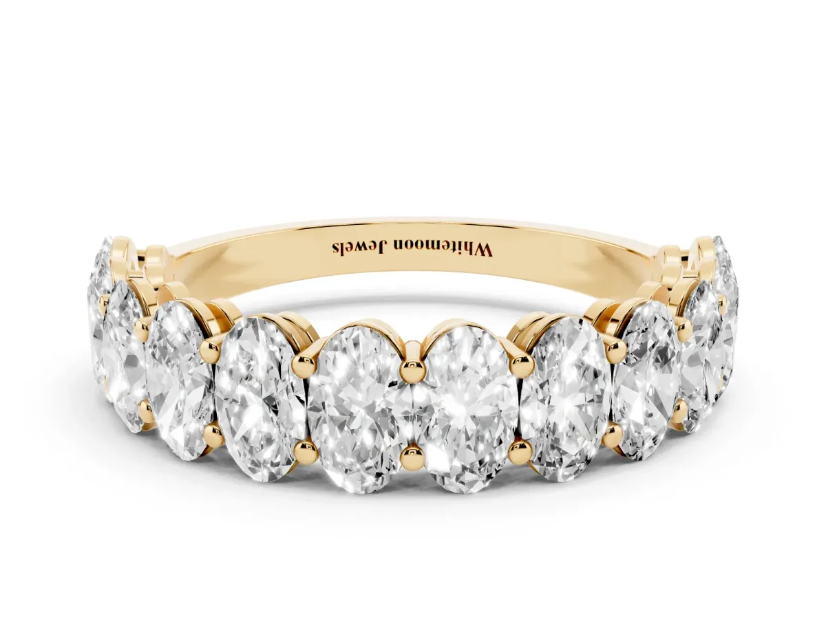 Oval Diamond Prong-Set Eternity Band Yellow gold