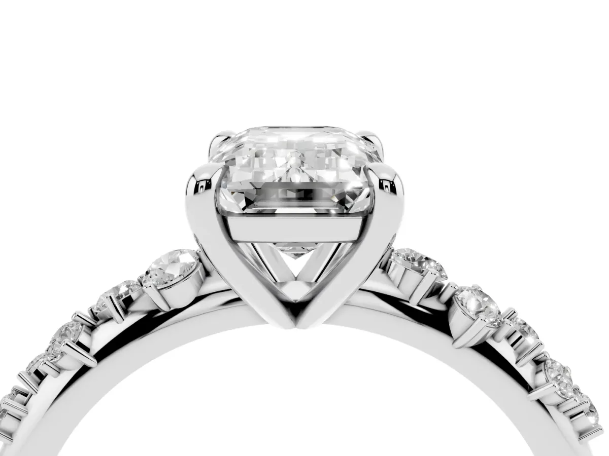 Emerald Cut Cut Diamond Vine Band with Four-Prong Setting Silver