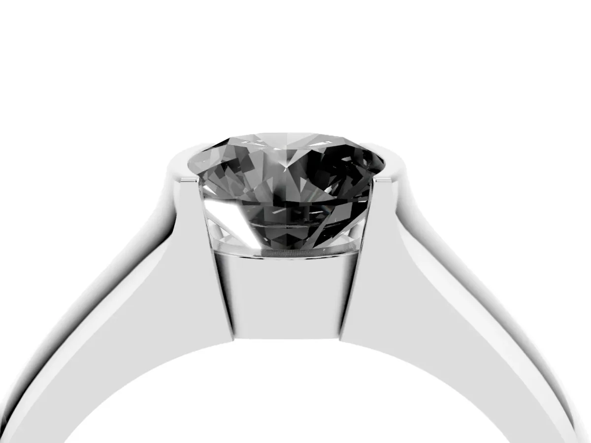 Fancy Black Round Cut Solitaire Bezel Set Diamond Ring with Wide Band Platinum