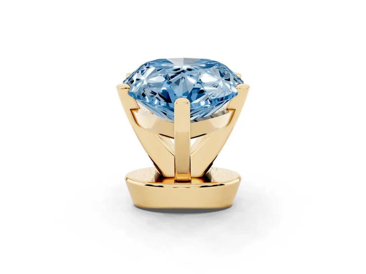 Fancy Blue Pear Cut Diamond Solitaire Ring with Prong Setting and Classic Band Yellow gold