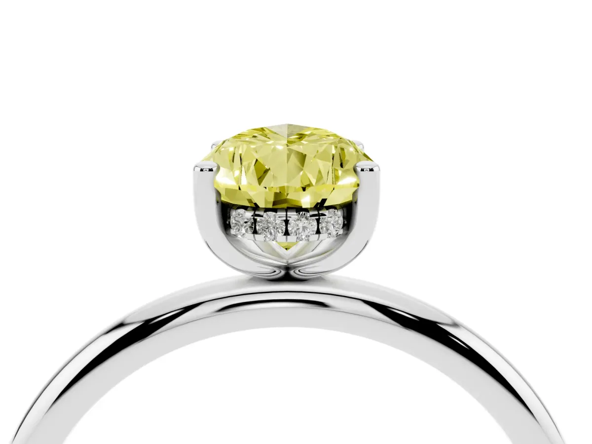 Fancy Yellow Pear Cut Cut Solitaire Engagement Ring with Four-Prong Setting and Classic Band White gold