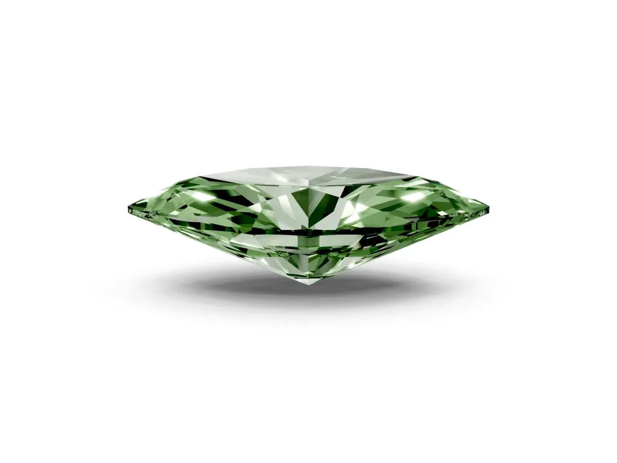Fancy Green Marquise Cut Cut Cathedral Pave Diamond Engagement Ring with Six-Prong Setting Yellow gold