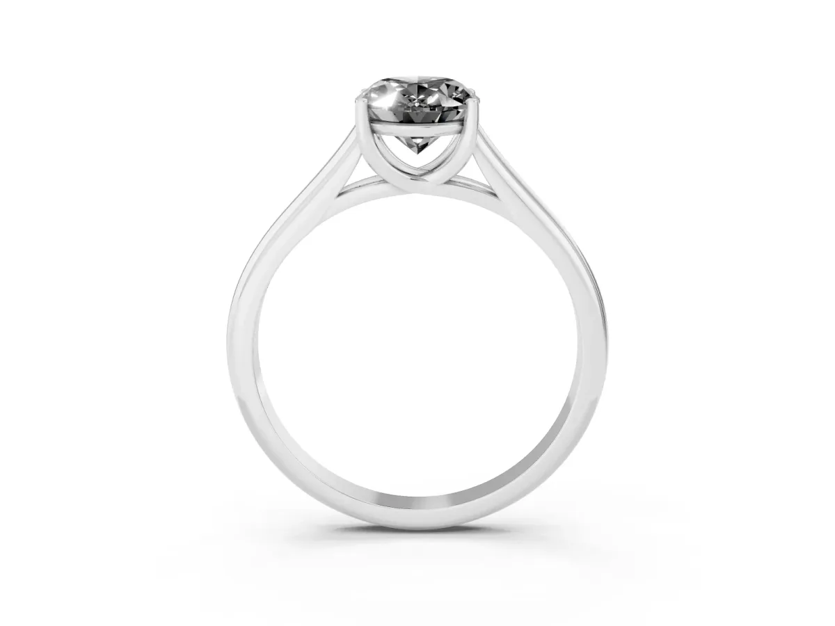 Fancy Black Oval Cut Solitaire Engagement Ring with Tapered Band and Four-Prong Setting Platinum