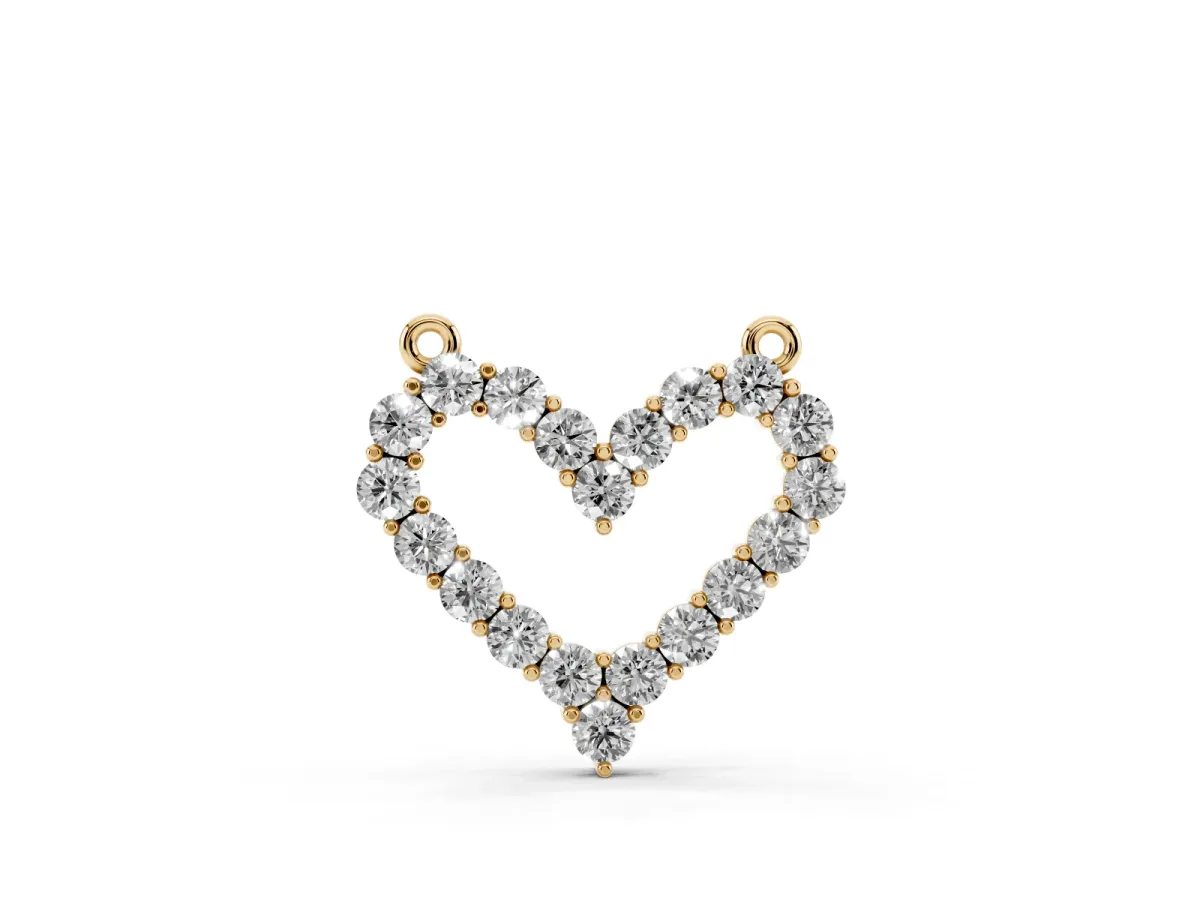 Prong-Set Round Diamond Heart Pendant Yellow gold