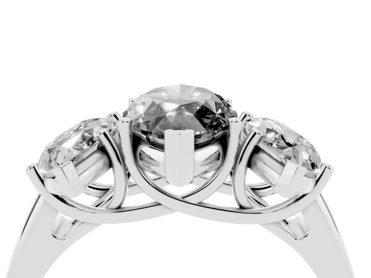 Fancy Black Three-Stone Marquise Cut Diamond Engagement Ring with Prong Setting White gold