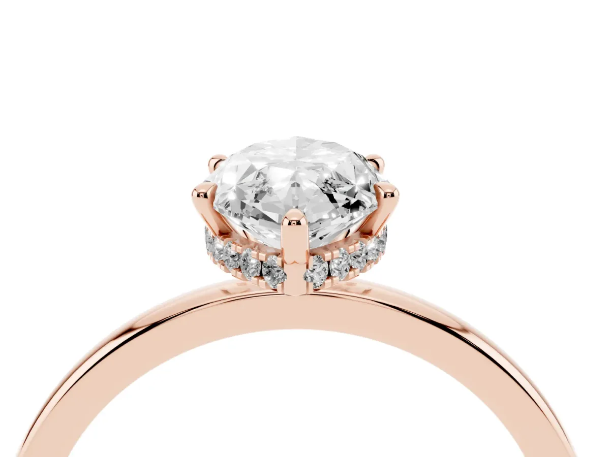 Marquise Cut Solitaire Engagement Ring with Cathedral Band and Four-Prong Setting Rose gold