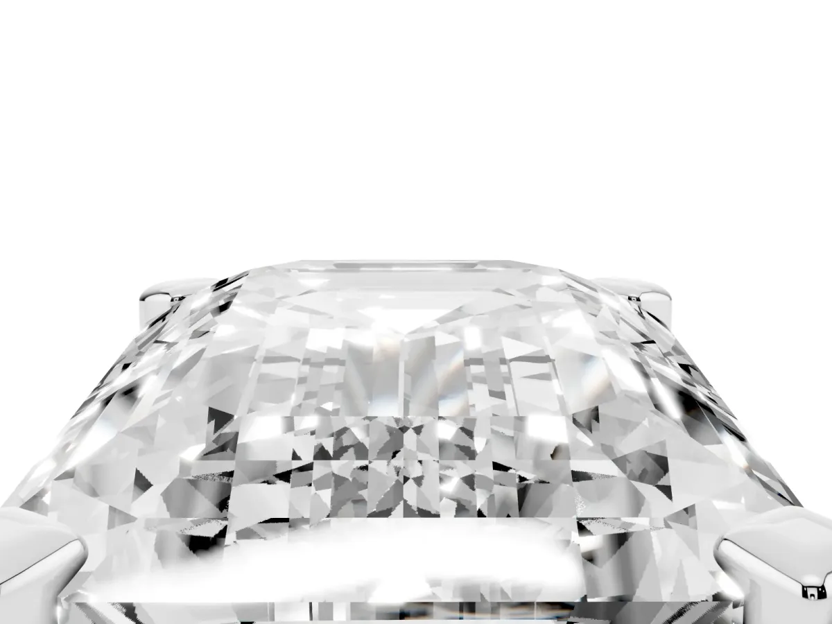 Emerald Cut Diamond Solitaire Ring with Prong Setting and Classic Band White gold
