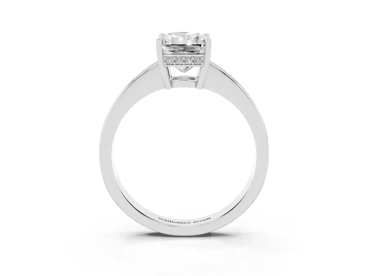 Radiant Cut Solitaire Pavé Band Prong Setting Ring Platinum