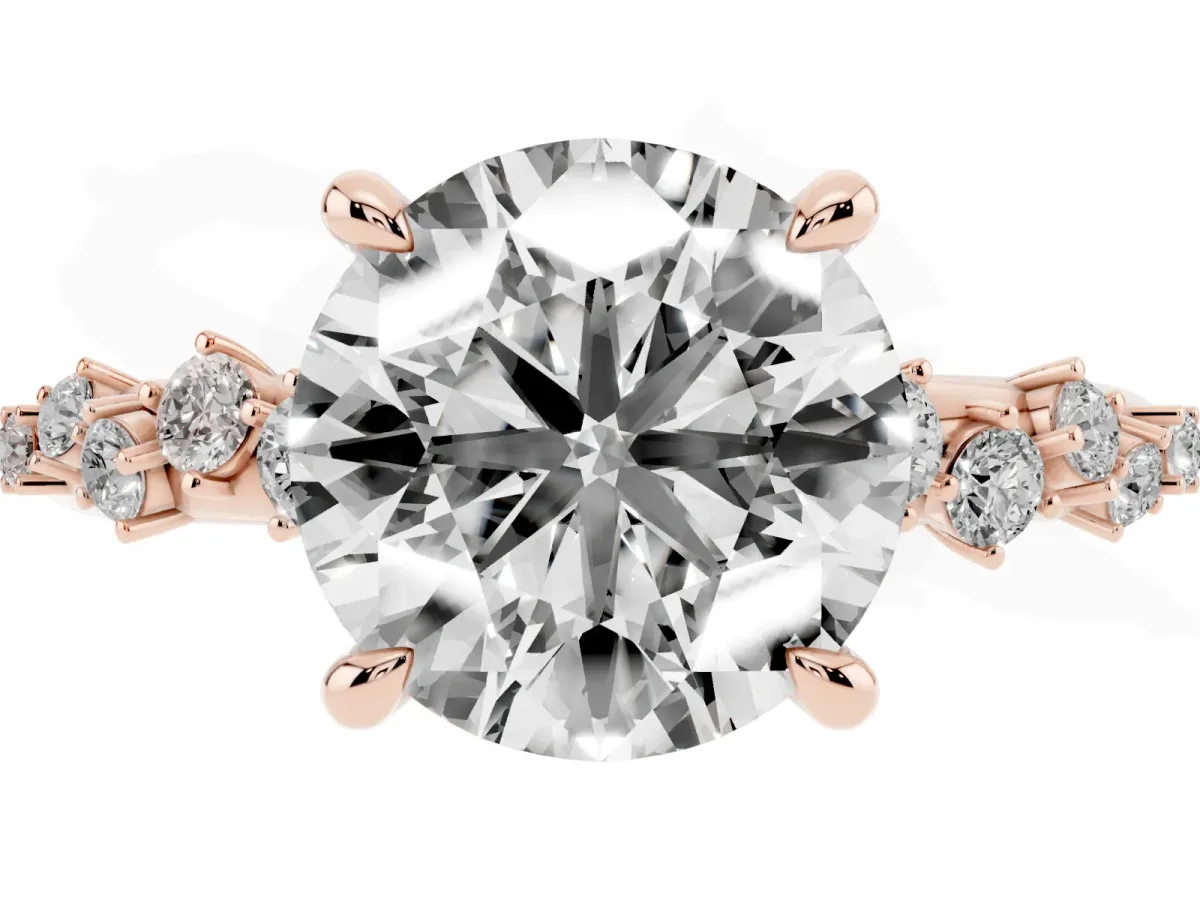 Round Cut Cut Diamond Vine Band with Four-Prong Setting Rose gold