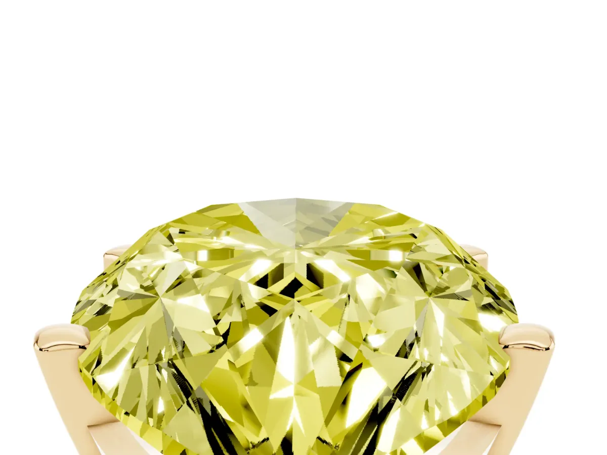 Fancy Yellow Pear Cut Diamond Solitaire Ring with Prong Setting and Classic Band Yellow gold