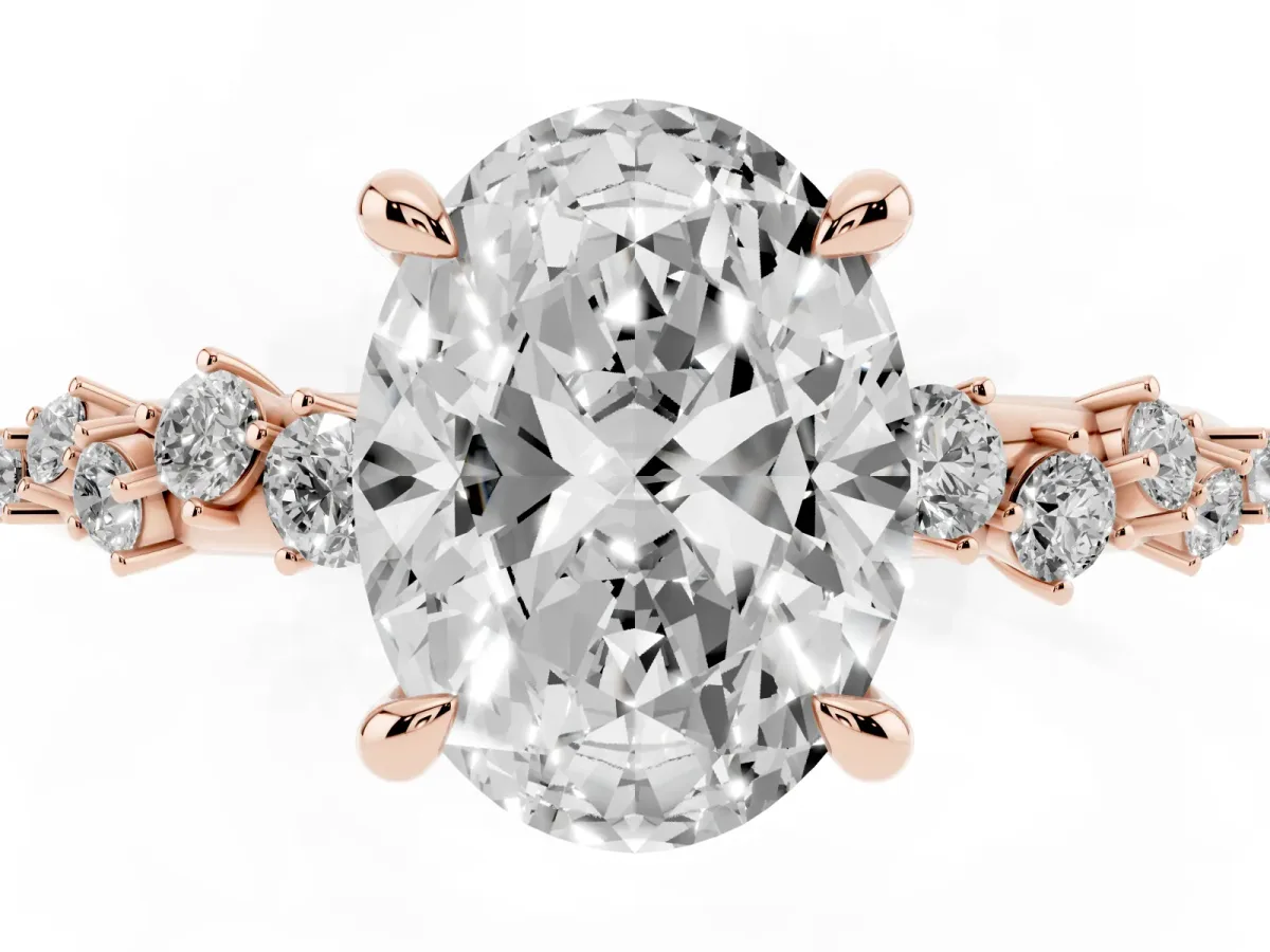 Oval Cut Cut Diamond Vine Band with Four-Prong Setting Rose gold
