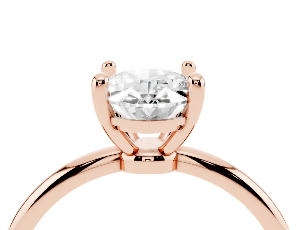 Oval Cut Solitaire Diamond Ring with 4-Prong Setting on a Classic Band Rose gold