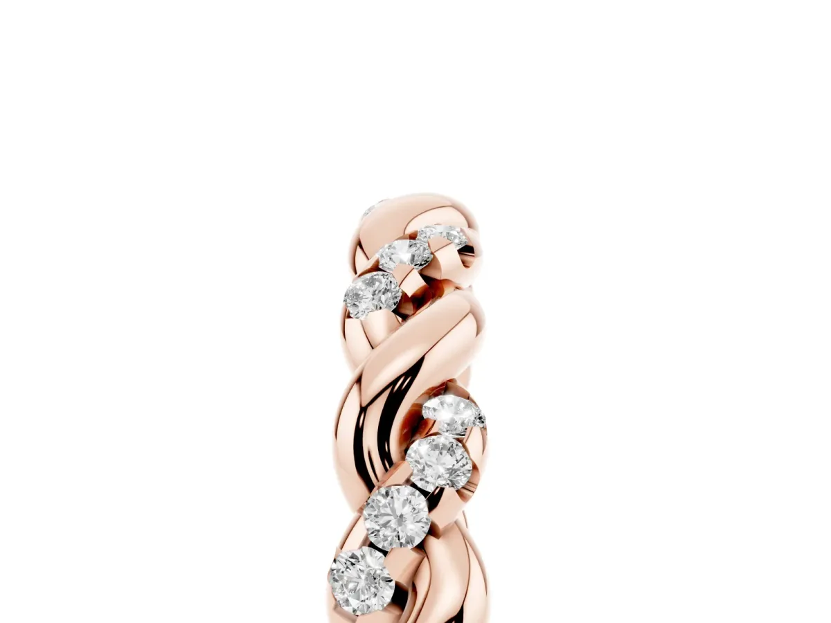 Twisted Pavé Round Diamond Eternity Band Rose gold