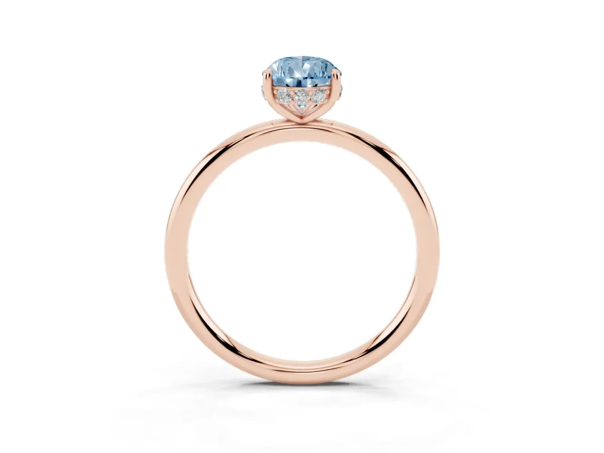 Fancy Blue Pear Cut Solitaire Diamond Ring with a Classic Band and Four-Prong Setting Rose gold