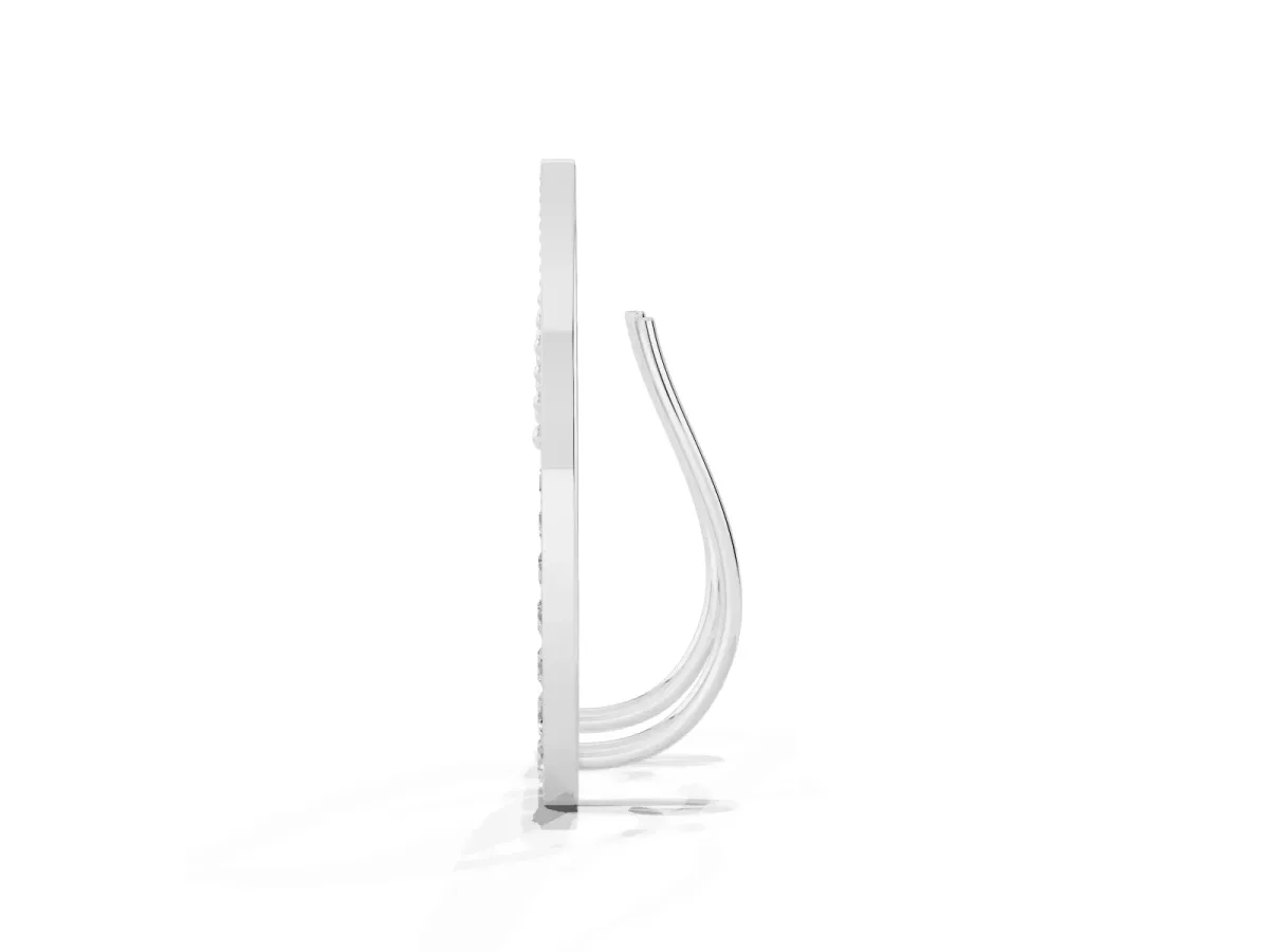 Pavé Round Diamond Curved Bar Earrings White gold